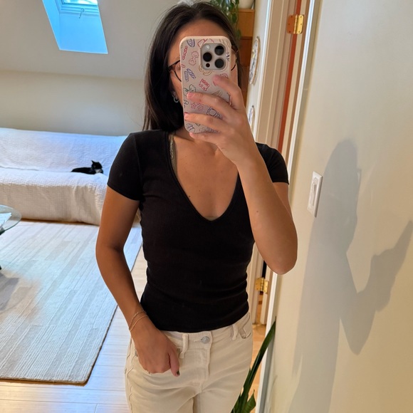 Urban Outfitters | Black V Neck Shirt - Picture 1 of 4